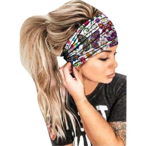 2021 Hot Sale Bohemia Headpiece Women Stretch Headwear Headbands Bandage Stretch Girl Wide Hair Bands Headwrap Scarf Hairbands