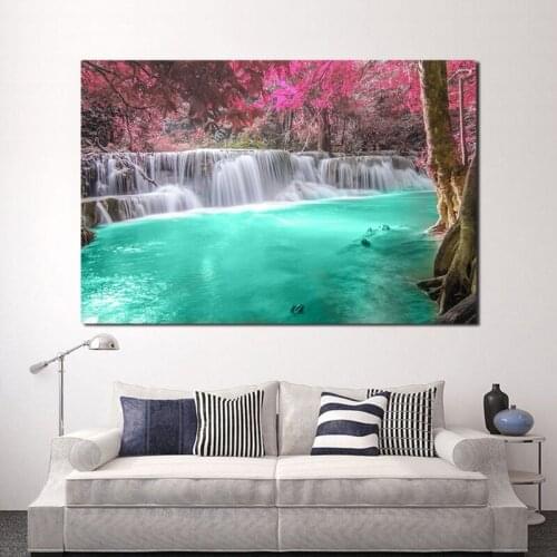 Nature Waterfall Pretty Landscape Canvas Posters Prints Wall Art Painting Oil Decorative Picture Modern Home Decoration Artwork