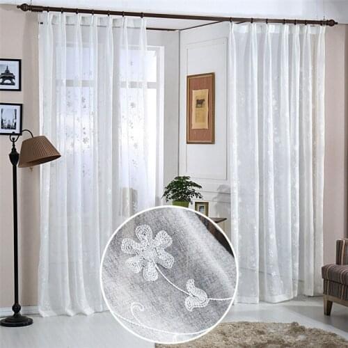 Luxury Embroidered Sheer Curtain Tulle Curtains For Bedroom Romantic White Sheer Curtains For Tulle Living Room Curtain