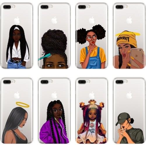 Black Girl Fashion Phone Case Silicone For iPhone 6 S 6S 7 8 X XR XS Max Soft Back Cover For Apple iPhone 8 7 6S 6 S Plus Case