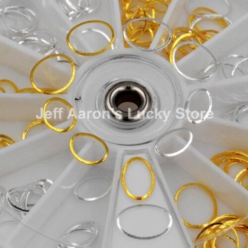 Mixed sizes 3d gold silver oval metal nail art decorations circular frame wheel nails accessories manicure styling tools N