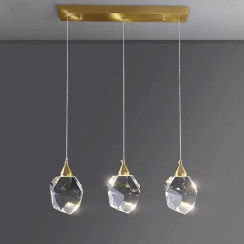 Modern luxury all-copper crystal lamp restaurant LED chandelier Nordic home interior lighting bedroom kitchen Pendant Lights