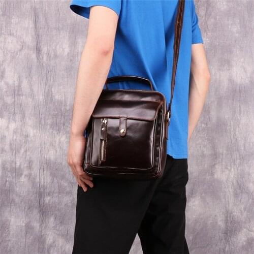 Crazy Horse Leather Mens Shoulder Bag Vintage Messenger Bags Male Bolsos Crossbody Bags Quality Mans Handbag Travel For Ipad