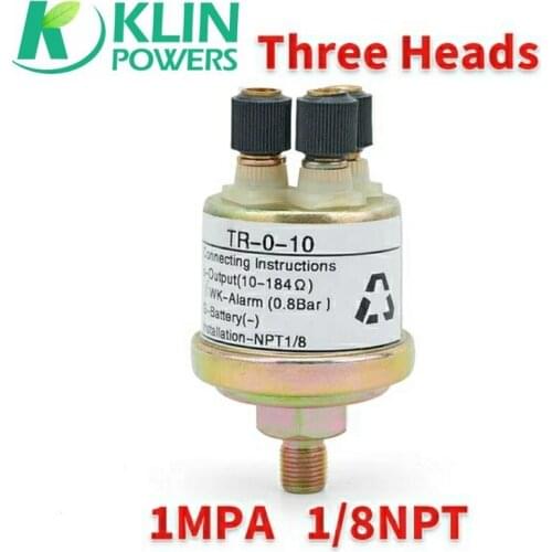 Three Heads Terminal Diesel Generator Set Oil Pressure Sensor 10Bars Alarm Plug