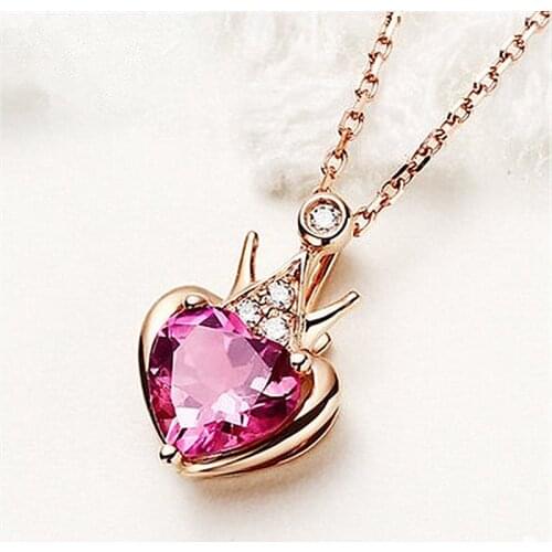 High Quality Fashion Jewelry Accessories Sailor Moon Red Rhinestone Crown Wing Heart Card Captor Necklace For Women Best Gifts