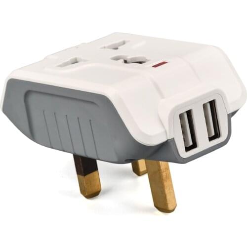 High quality international travel Adapter Universal wall plug travel plug converter AC Outlets 2 USB Ports all-in-one for UK