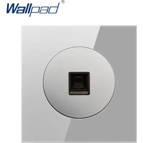 Wallpad Data Ethernet RJ45 CAT6 Computer Socket Grey Tempered Crystal Glass Panel Wall Weak Power Outlet