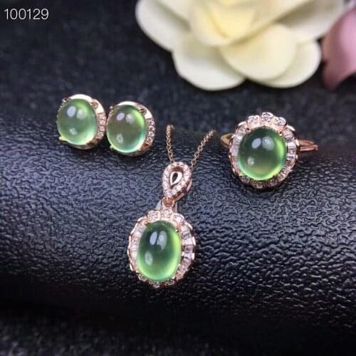 KJJEAXCMY boutique jewels 925 pure silver inlaid natural grape stone ladies set jewelry support test