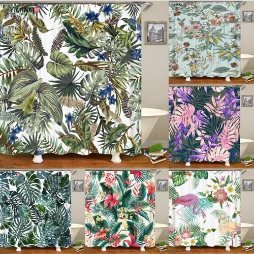 3D Green Tropical Plant Shower Curtain Bathroom Polyester Waterproof Shower Curtain Leaf Printed Bathroom Shower Curtain 180X180