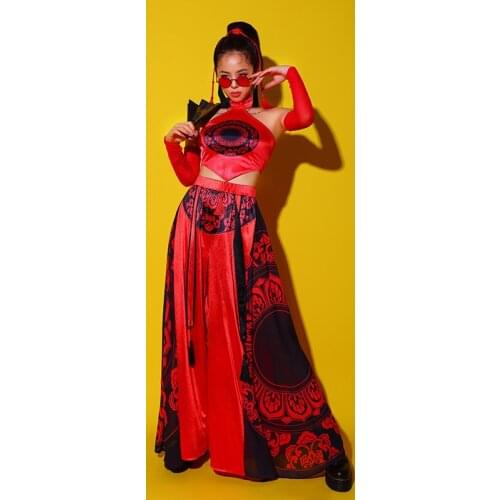 Sexy Jazz Dance Costumes Women Hip Hop Clothing Sexy Dj Ds Gogo Dancer Red Festival Outfit Rave Performance Stage Wear BL5682