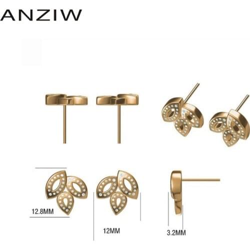 Fashion 925 Sterling Silver Three Leaves CZ Stud Earrings Silver Cute Stud Earring Women Wedding Party Jewery Gift