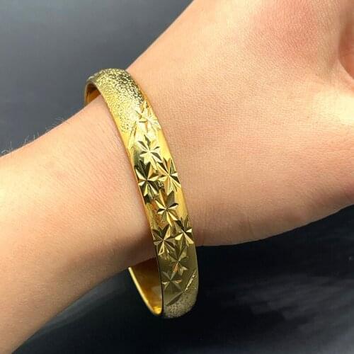 1pcs India Fashion Dubai Bangle Gold Color Ethiopian Trendy Bracelet for Women Africa Arab Jewelry