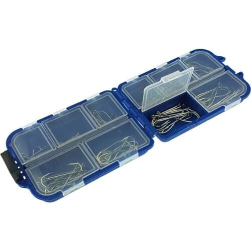 100pcs Fishing Hook Long Handle Double Back Thorn Hook High Carbon Steel Boxed Hook For Trout Grouper Black Trout