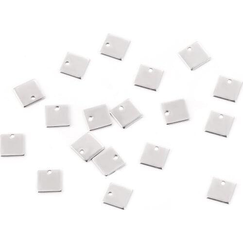 50PCs Stainless Steel 7x7mm Square Dog Tags Blank Charms Jewelry DIY For Jewelry Makings Findings Wholesale
