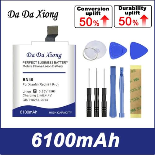 Da Da Xiong 6100mAh BN40 Battery for Xiaomi Redmi 4 Pro for 3G RAM 32G ROM Edition