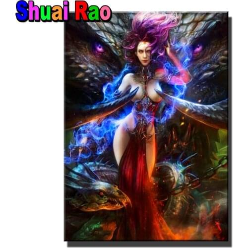 5d diy handwork Gothics Dragon Fairy diamond painting full square round drill rhinestone embroidery Crystal Diamond Portrait New