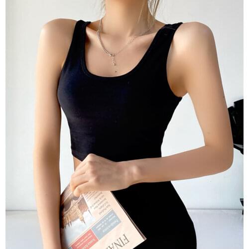 Basic U-shaped Short Crop Tops Female Camis Exposed Umbilical Outside Wear Tight-fitting Sports Yoga Strap Sling Women Clothes