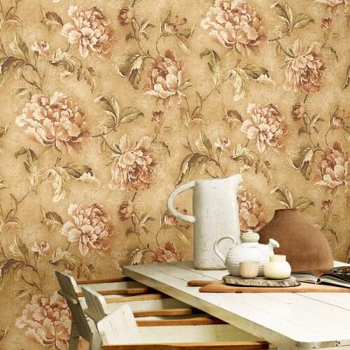 Beibehang Imported pure paper American pastoral wallpaper retro crack nostalgia big flower wallpaper wall papel de parede 3d