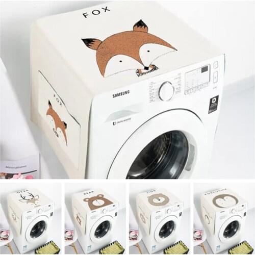 Nordic animal drum washing machine dust cover cotton linen art single door refrigerator cover waterproof can be customized