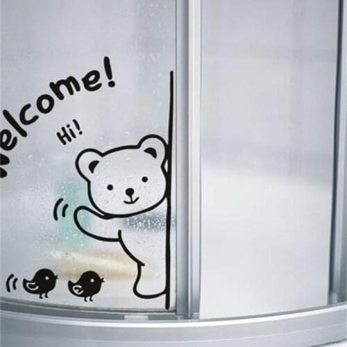 Welcome poster window sticker Kid children toy appliance store glass window door sign label lovely bear welcome wall sticker