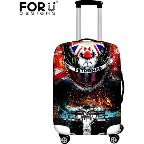 FORUDESIGNS Cool Style FIA Formula 1 Design Luggage Covers for Teenagers Fashion Elastic Dustproof Suitcase Protective Covers