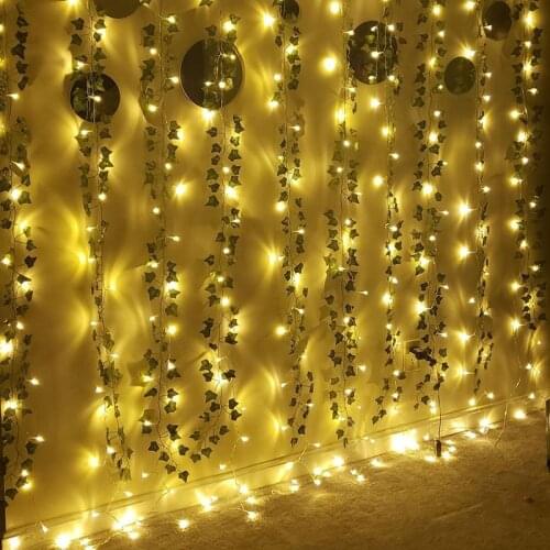 2/2.4M Ivy green Fake Leaves Garland With Led String Light For Home Party Baby Shower Decoration Garden Artificial Plants