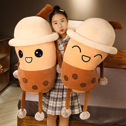 1pc 65/100CM Real Life Pearl Milk Tea Plush Toys Lovely Stuffed Soft Bubble Tea Shaped Pillow for Children Girls Home Decor Gift