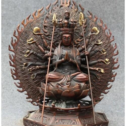 China Bronze Gilt 1000 Arms Avalokiteshvara of Goddess Kwan-yin Guan Yin Statue