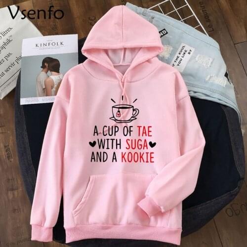 Korean Fashion Womens Sweatshirt Harajuku Casual Pullover Kpop Hoodies Exo Nct Funny Graphic Aesthetic Hoodie with Hood Pink