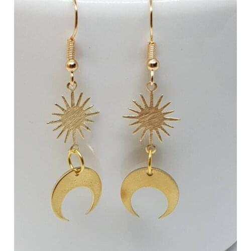 Beautiful Celestial Earrings, Crescent Moon Earrings, Sun and Moon Earrings, Day and Night
