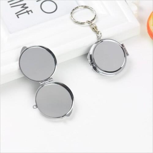 Round Heart Oval Sqaure Shape Double Sides Cosmetic Mirror Metal Folding Keychain Makeup Mini Mirror T0378