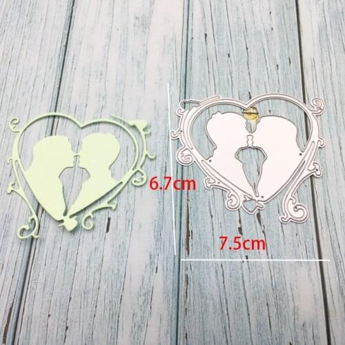 Bride Groom Kiss Metal Cutting Dies New Design 2019 Wedding Couple Love Heart Shape Die Cutting Photo Album Art Card Craft Dies