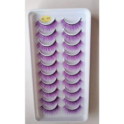 QUXINHAO 10Pairs Fashion Natural Short purple Fake Eye Lashes False Eyelashes Beauty Makeup Eyelash doll eyelashes