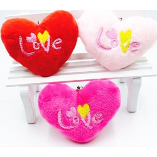 6cm Plush Stuffed Toy Doll Love Heart Bouquet Plush Toy Lovers Gift String Charm Pendant Keychain Plush Doll Toy J0016