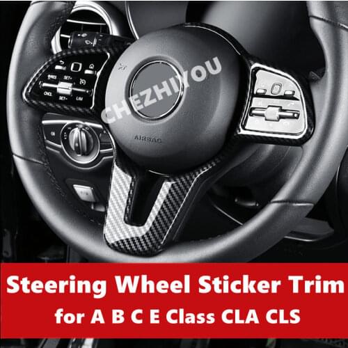 Car Steering Wheel Panel Button Frame Sticker Trim for Mercedes Benz A B C E Class W177 W247 W205 W213 CLA W117 CLS C257 2019