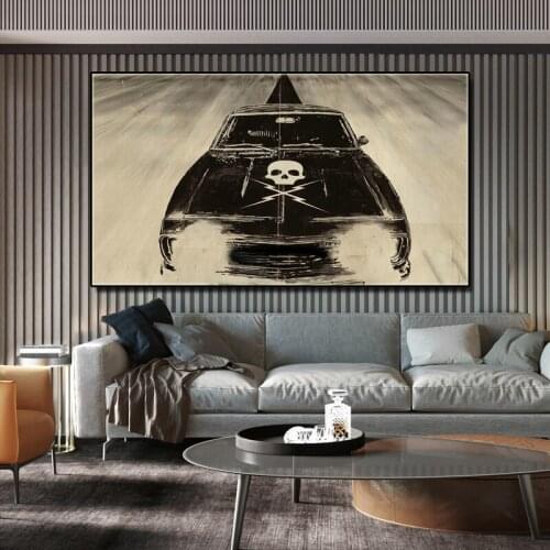 Wall decorations living roomAbstract Skull Retro car Posters Hoom Decor paintings on the wall Canvas Bedside painting Poster