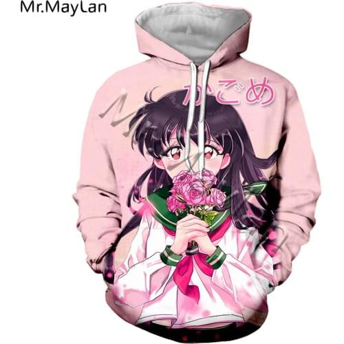 New Anime Inuyasha Printed 3D Jacket Anime Hoodies Women/Men Harajuku Style Sweatshirt 90s Girls Pink Kawaii Streetwear Outfits