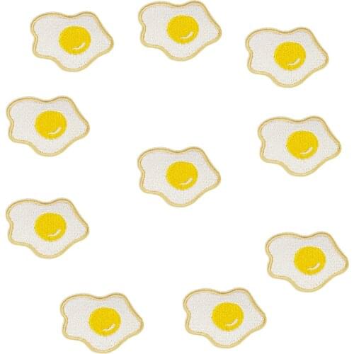 10PCS Delicious Fried Eggs Patches for Clothing Iron on Embroidered Applique Cute Patch for Fabrics Badges Garment DIY Patches