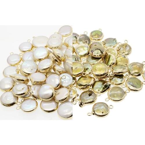 5pcs / bag natural freshwater pearl womens fashion wild metal edging pendant DIY necklace bracelet earrings accessories