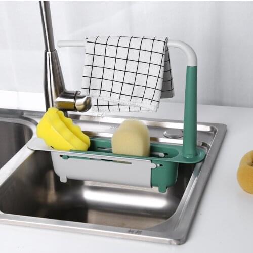 Sink Shelf Telescopic Kitchen Sinks Organizer Sink Drain Rack Storage Soap Sponge Holder Basket Kitchen Gadgets Accessories