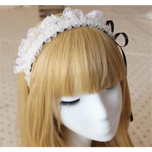 1pcwhite Lolita KC housemaid Hair Band Lace Headwear Vintage Palace Style Japanese Girls Headband B502