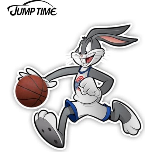 Jump Time 13cm x 11.5cm Bugs bunny Basketball Cartoon Car Stickers Truck Cup Laptop Window Laptop Funny Vinyl Decal Waterproof