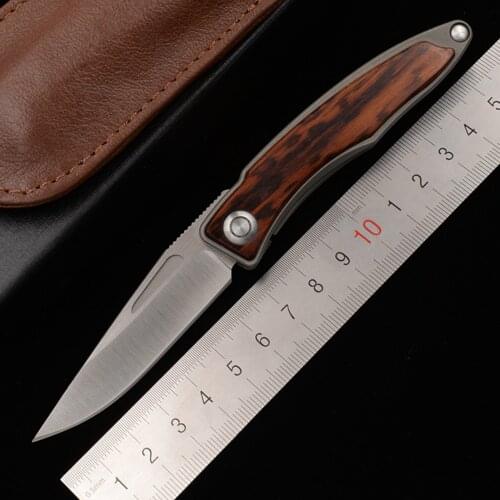 JUFULE Mnandi Real M390 Blade snake wood Titanium handle folding copper washer hunt camp Pocket Survival EDC Tool kitchen knife