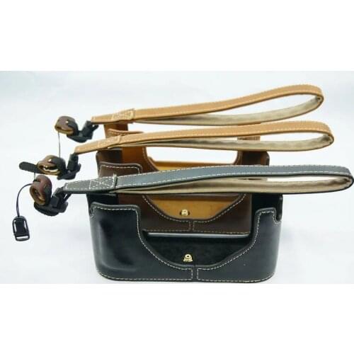 PU Leather Camera Bag for Leica M8 M9 MM ME camera case Half Case Half Bag + Wrist strap