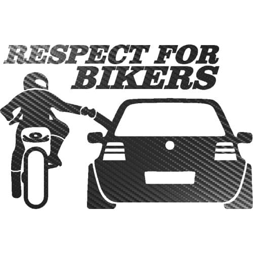 Wavehands 13x20cm Respect for Bikers Funny Car Sticker Vinyl Carbon Fiber 3D JDM Sticker on Auto Decal Motorcycle Car Styling