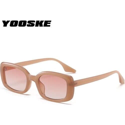 YOOSKE Vintage Small Sunglasses for Women Men Gradient Pink Rectangle Sun Glasses Retro Brand Square Sunglass for Ladies
