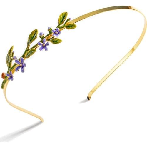Fairy Flower Headband Female Fashion Temperament Sen Style Korean Net Red Hairpin Enamel Lilac Flower Out Sweet Headwear Jewelry