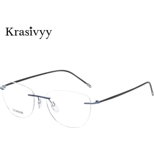 Krasivyy Rimless Glasses Frame Women Brand Design Screwless Optical Prescription Eyeglasses Vintage Eyewear Men Pure Titanium