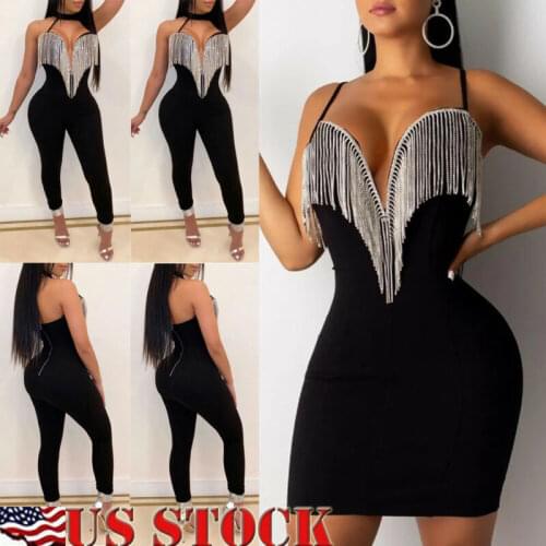 Women Tassels Jumpsuit Romper Spring Autumn Sleeveless V Neck Pants Jumpsuit Clubwear Trousers Outfit Clothes For Female