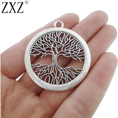 ZXZ 5pcs Large Tree Charms Pendants for Necklace Jewelry Making Findings 47x42mm